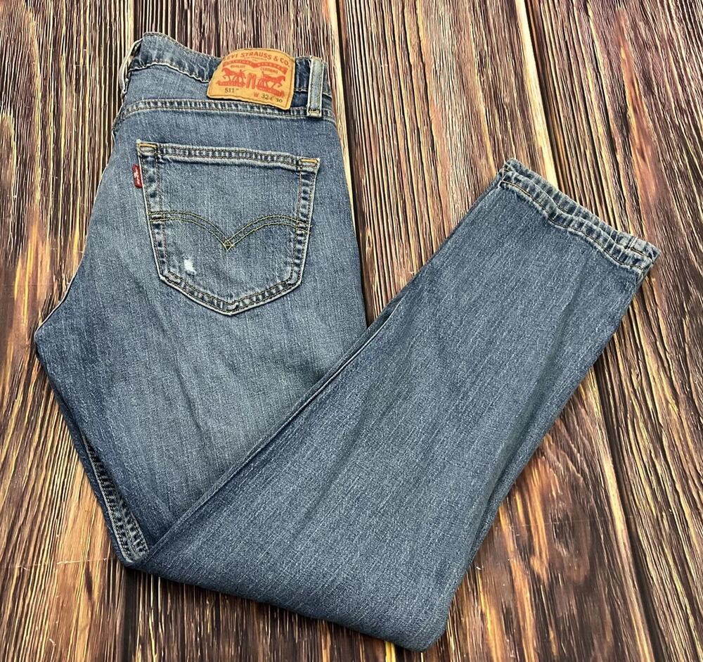 Levi's 511 Slim Distressed Jeans Tapered Leg Mens Sz 32x30 (Measures 32x29)